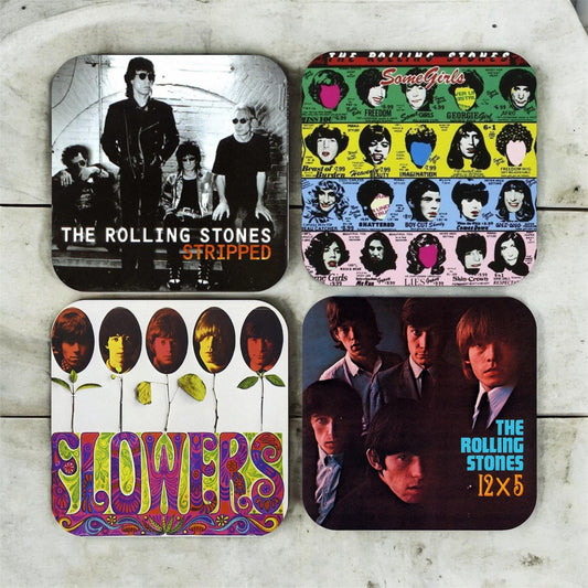 Set of 4 Rolling Stones Album Cover Coasters, Vintage Rock Music Decor, Retro Coasters, Album Cover Coasters, Rock And Roll Coasters|