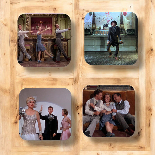 Set of 4 Singing in the rain Coasters, Vintage films|beautiful coasters | gifts for him| gifts for classic film lovers | gifts for her|
