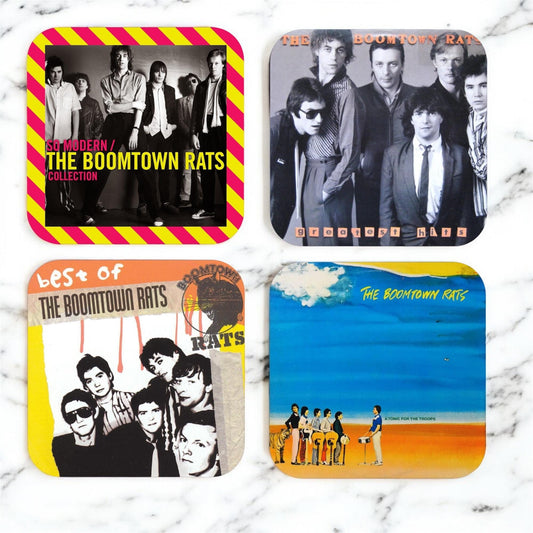 Set of 4 Boomtown Rats Album Cover Coasters, Vintage Rock Music Decor, Retro Coasters, Album Cover Coasters, Rock And Roll Coasters|