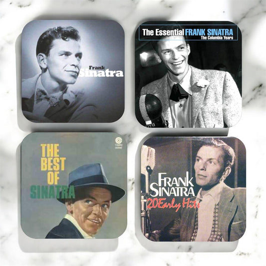 Set of 4 Frank Sinatra Square Drinks Coasters, Vintage Music Lover Gift, Music Lover Gift, Frank Sinatra Coasters, Music Memorabilia