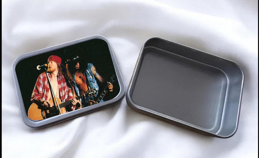 Black Sabbath and Guns N' Roses Tobacco Tin, Music Themed Tin, Metalhead Gift, Black Sabbath, Music Fan Gift, Metal Music Gift Guns N Roses