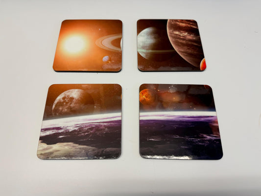 Set of 4 Solar System Coasters, Handmade Planetary Drink Coasters, Solar System Coasters, Hostess Gift, Stocking Stuffer, Coaster Set, Table Coasters, Geeky Coasters, Sci-fi Coasters, Drink Coasters