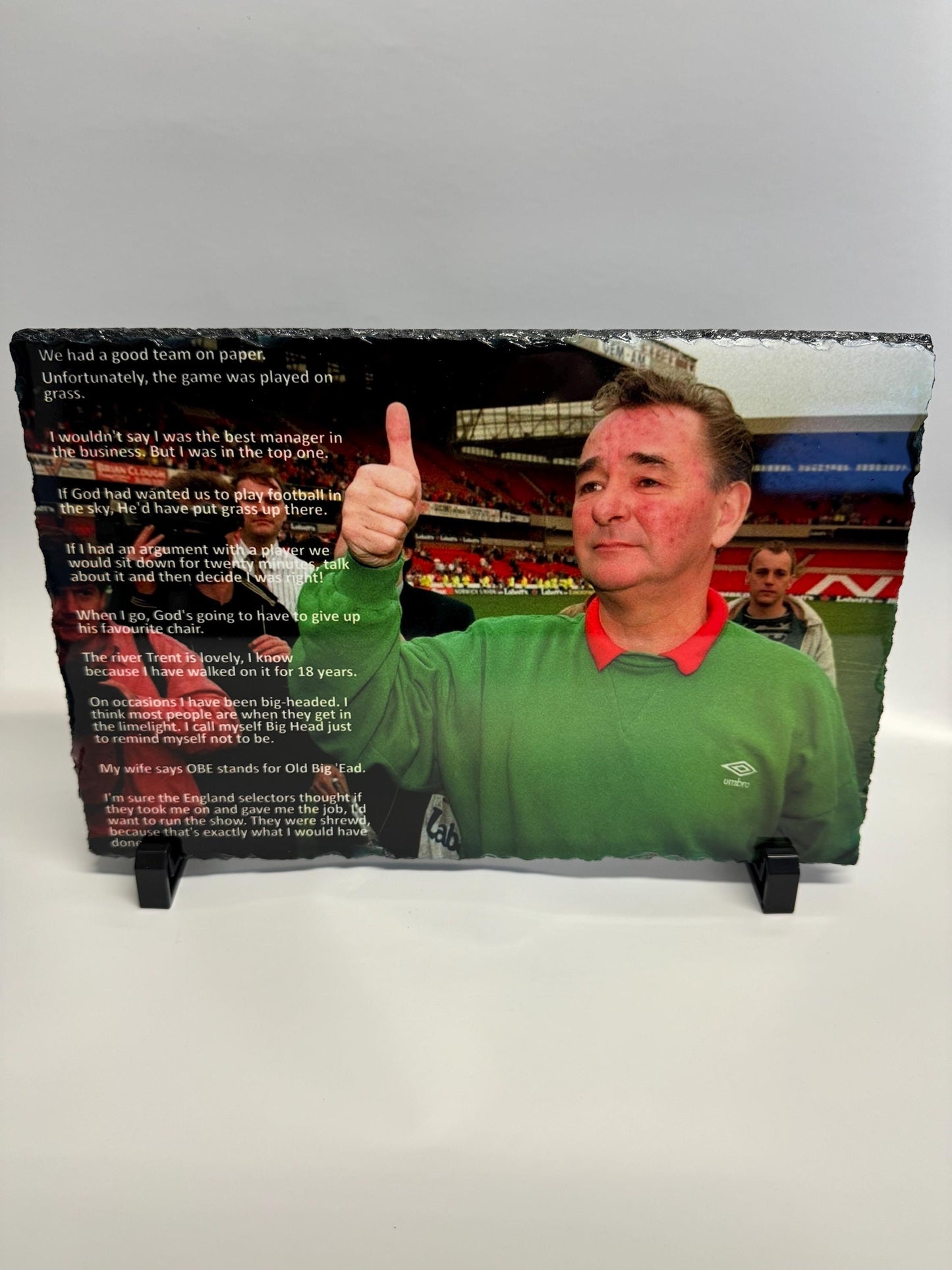 Brian Clough OBE quotes slate| old big head slate forest | for the forest fan that has everything
