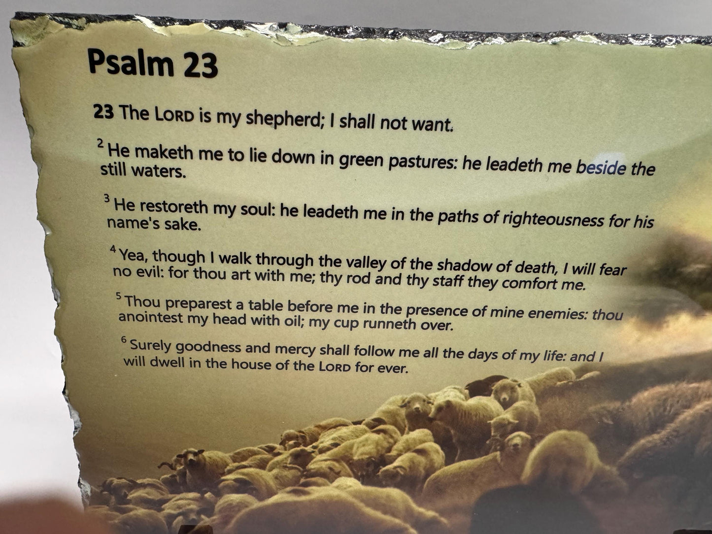 psalm 23 slate| bible verses | the lord is my shepherd |bible gifts| religious gifts| rock photo slate | the bible| jesus gift|
