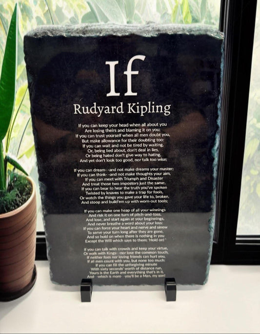 Rudyard Kipling "IF" on a slate| man cave gift| gift for him| iconic poem| room decor|bedroom | living room| birthday gift|