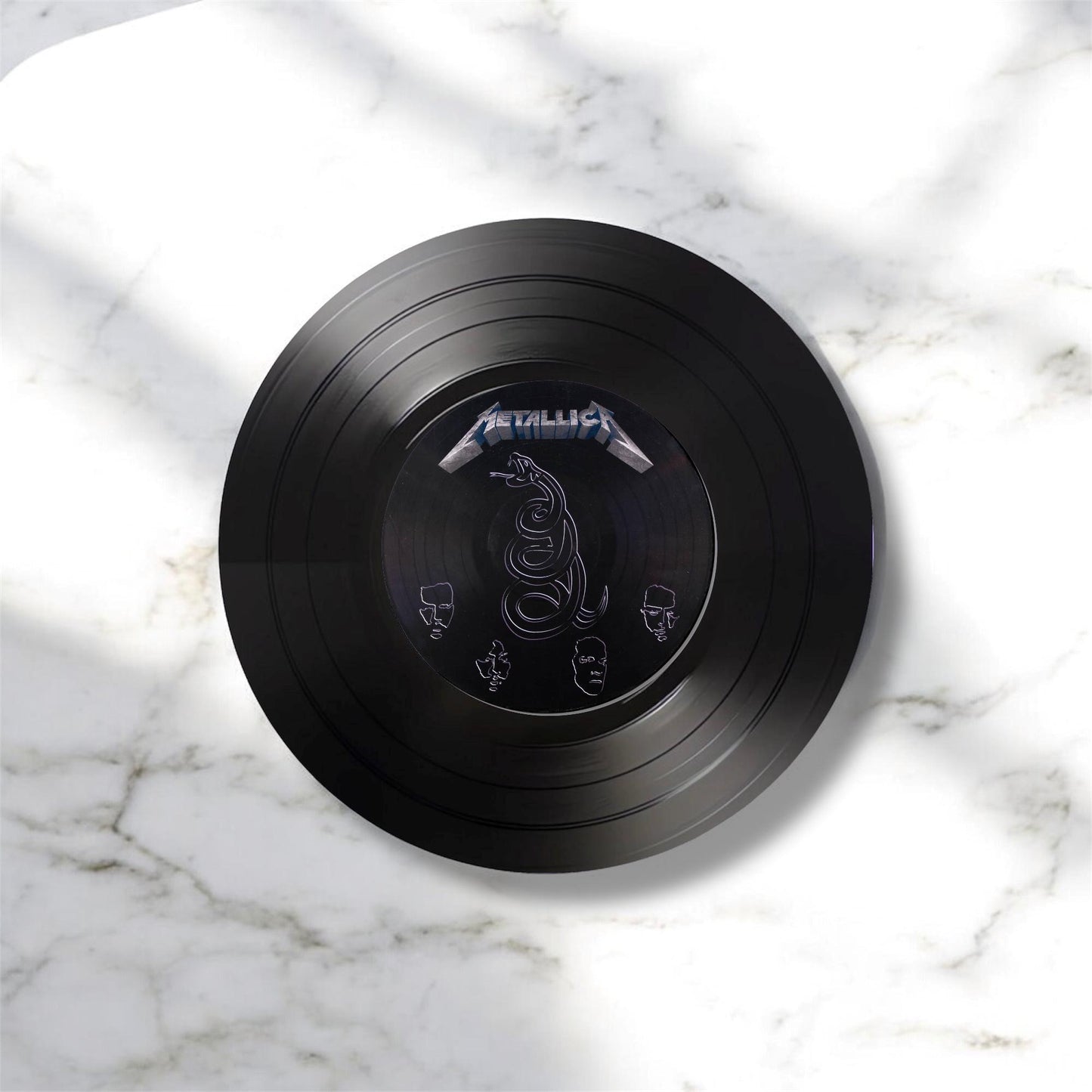 Set of 4 Round Record Coasters featuring Metalica, Retro Decor, metalica Gift, Man Cave Decor, Rock Band, Music Themed, Rock Music Gift