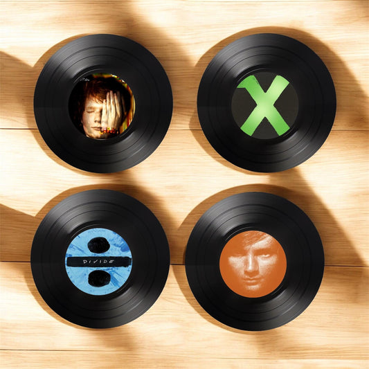 Set of 4 Ed Sheeran  Record Coasters, Vintage Vinyl Music Decor, Unique Coasters, Music Memorabilia, Music Fan Gift, Record Coasters