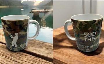Sod this i'd rather be fishing mug| gift for fishermen | tea mug | coffee mug| warm drink|gift for him |camo design | camouflage design
