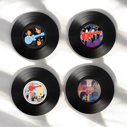 Set of 4 Monkees Round Record Coasters, Vintage Vinyl Music Decor, Unique Coasters, Music Memorabilia, Music Fan Gift, Record Coasters