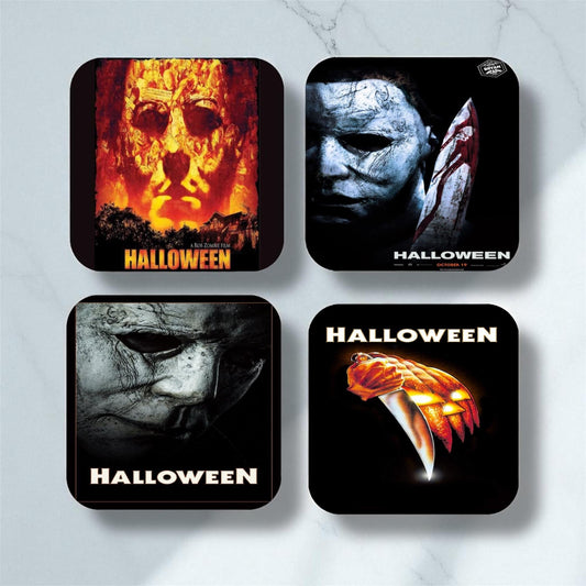 Set of 4 Halloween Coasters, gifts for him| gifts for Horror lovers | gifts for her| Scream fans coasters| iconic coasters| horror fans