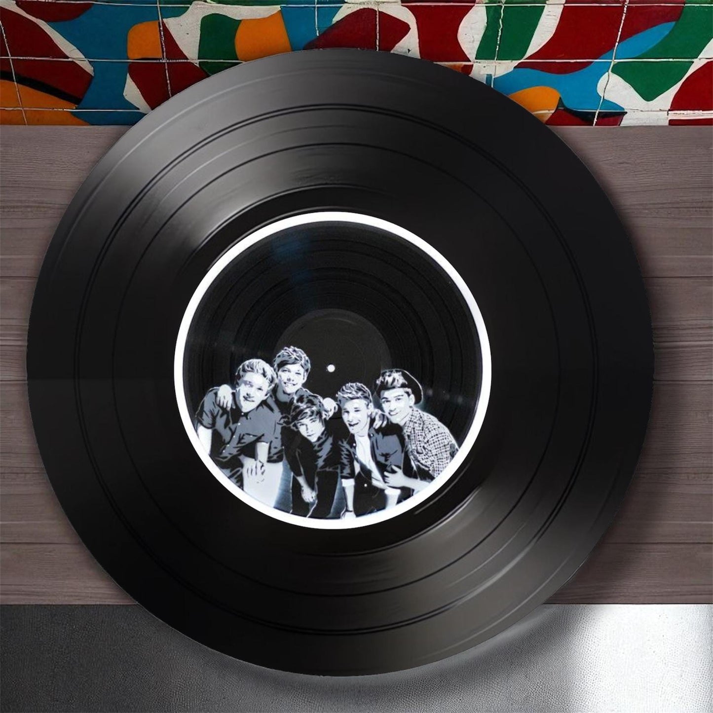 Set of 4 One Direction Round Record Coasters Retro Decor, Man Cave Decor,  Rock Band, Music Themed, Rock Music Gift, One Direction gift,