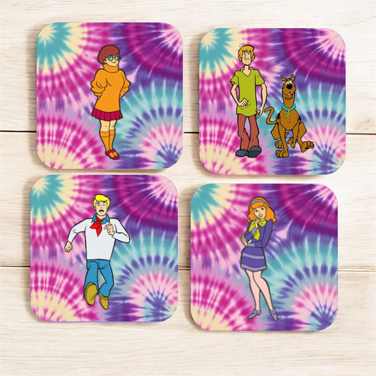 Set of 4 Scooby Doo Coasters, Vintage cartoon characters| psychadelic coasters | gifrs for him| gifts for cartoon lovers | gifts for her