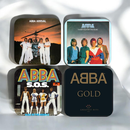 Set of 4 ABBA Album Cover Coasters, Vintage Rock Music Decor, Retro Coasters, Album Cover Coasters, Rock And Roll Coasters|