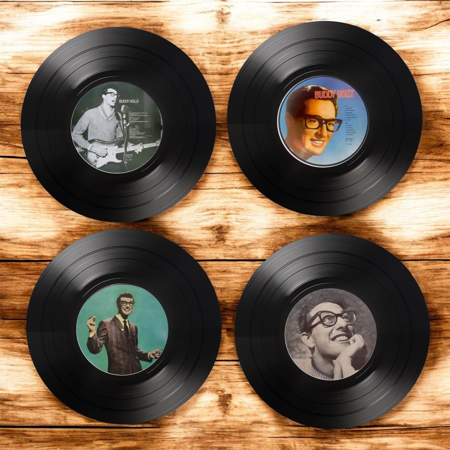 Set of 4 Buddy Holly drink coasters|Buddy Holly coasters| Gifts for Nan | Music fan gift|Gift for her | Rock and roll gifts| Gift for him