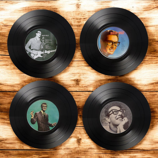 Set of 4 Buddy Holly drink coasters|Buddy Holly coasters| Gifts for Nan | Music fan gift|Gift for her | Rock and roll gifts| Gift for him