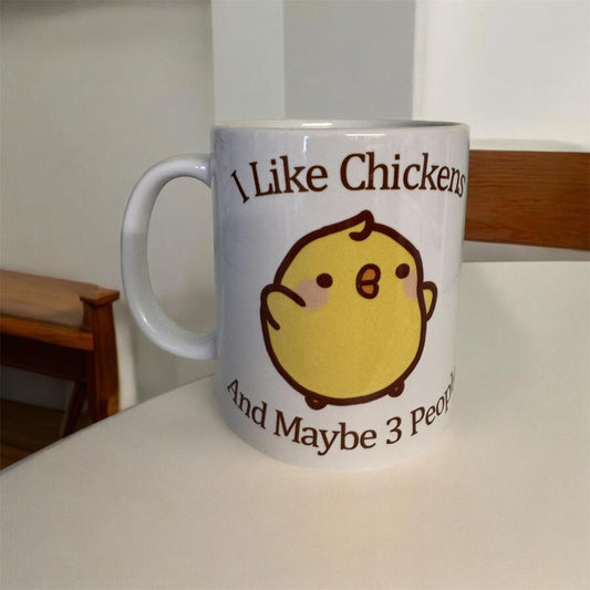 Funny Chicken Lover Coffee Mug, I Like Chickens and Maybe 3 People, Funny Coffee Mug, Unique Gift Idea, Friend Gift, Funny Quote Mug