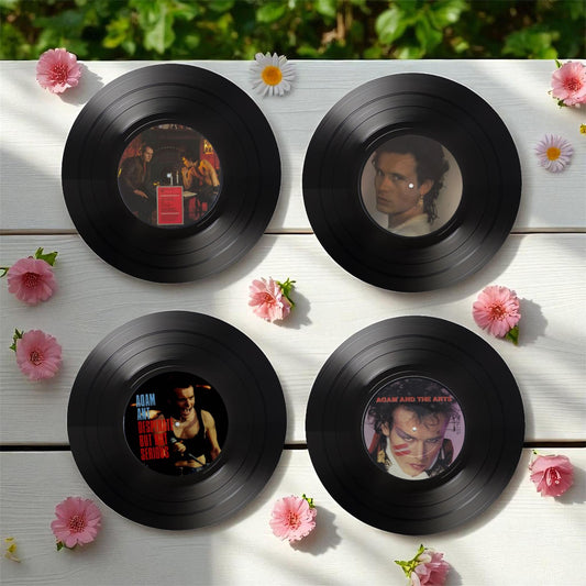 Set of 4 Adam Ant Round Record Coasters, Vintage Vinyl Music Decor, Unique Coasters, Music Memorabilia, Music Fan Gift, Record Coasters