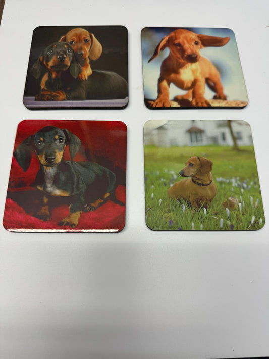 Set of 4 Dachshund Coasters | Mothers Day Gift | Gift for Her, Dachshund Coasters, Gift For Her, Dog Coasters, Dachshund Kitchen Decor, Dachshund Table Decor, Dachshund Housewares, Dachshund Stocking Stuffer