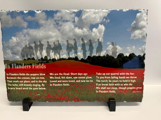Flanders Field Poem Slate, Handcrafted Memorial Gift, Patriotic Home Decor, Remembrance Gift, Handcrafted, Rustic Home Accent, Keepsake Gift, Unique Wall Art, Vintage War Art, Handmade Poetry Plaque, Gift For Military Family, Unique Gift Idea